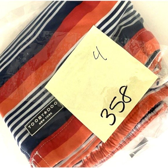 Tooby Doo boys Striped Swim Shorts Size 1-2  orange white, blue, lined beach $44 - Picture 7 of 7